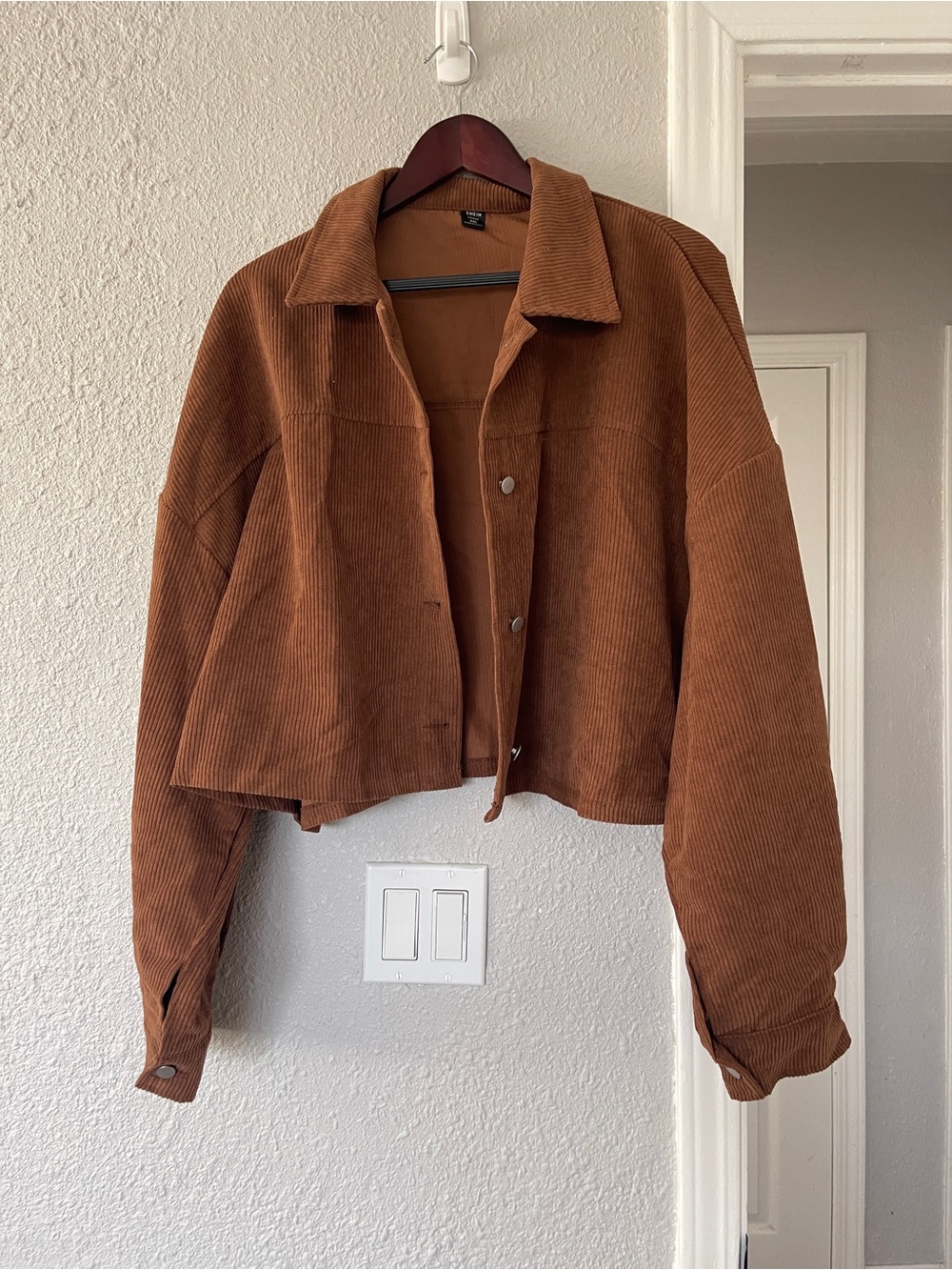 SHEIN Curve Brown Cropped Corduroy Jacket 4XL Oversized Shacket